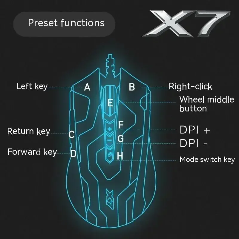 A4tech Bloody X7 Series X89 Wired Gaming Mouse RGB PAW3212 Low