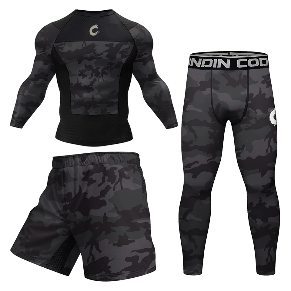 Mens Black No Gi BJJ Jiu Jitsu Set - MMA Shorts  Compression Rashguard