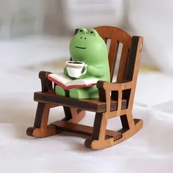 Cute Mini Frog Resin Figurine in Rocking Chair - Japanese - Inspired Healing Desk Decor & Creative Gift (Frog rocking chair)