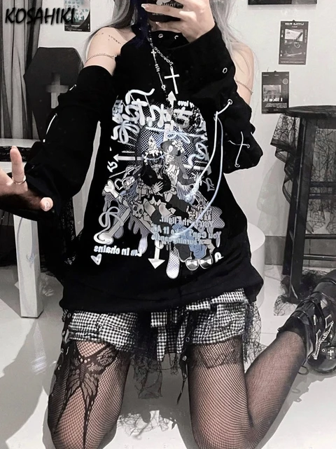 Y2k Aesthetic Grunge Goth T-shirt Tee Female Clothing Y2k Graphic Print  Harajuku