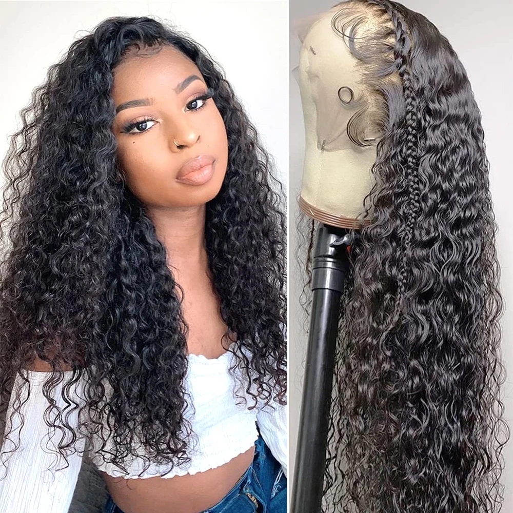 

Water Wave Lace Front Wig 4x4 Lace Closure Wig 13x4 HD Lace Frontal 150% Density Deep Curly Human Hair Wigs For Women Human Hair