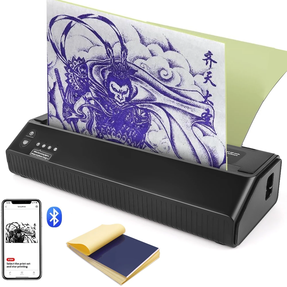 Tattoo Transfer Machine Inkless Mini 2000mAh Wireless Thermal Tattoo Stencil  Printer for Tattooing - AliExpress