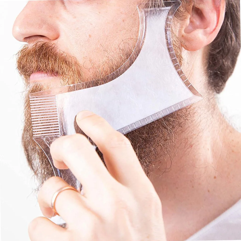 1Pc Men Beard Comb Hairdressing Beard Care Transparent Appearance Moustache Moulding Comb Shaping Styling Template Ruler combs 2