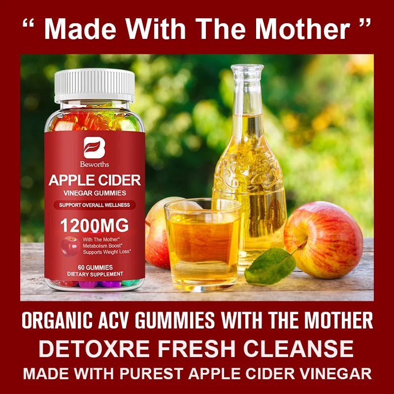 Beworths Natural Apple Cider Vinegar Gummies Reduce Anxiety Stress Confident Girl