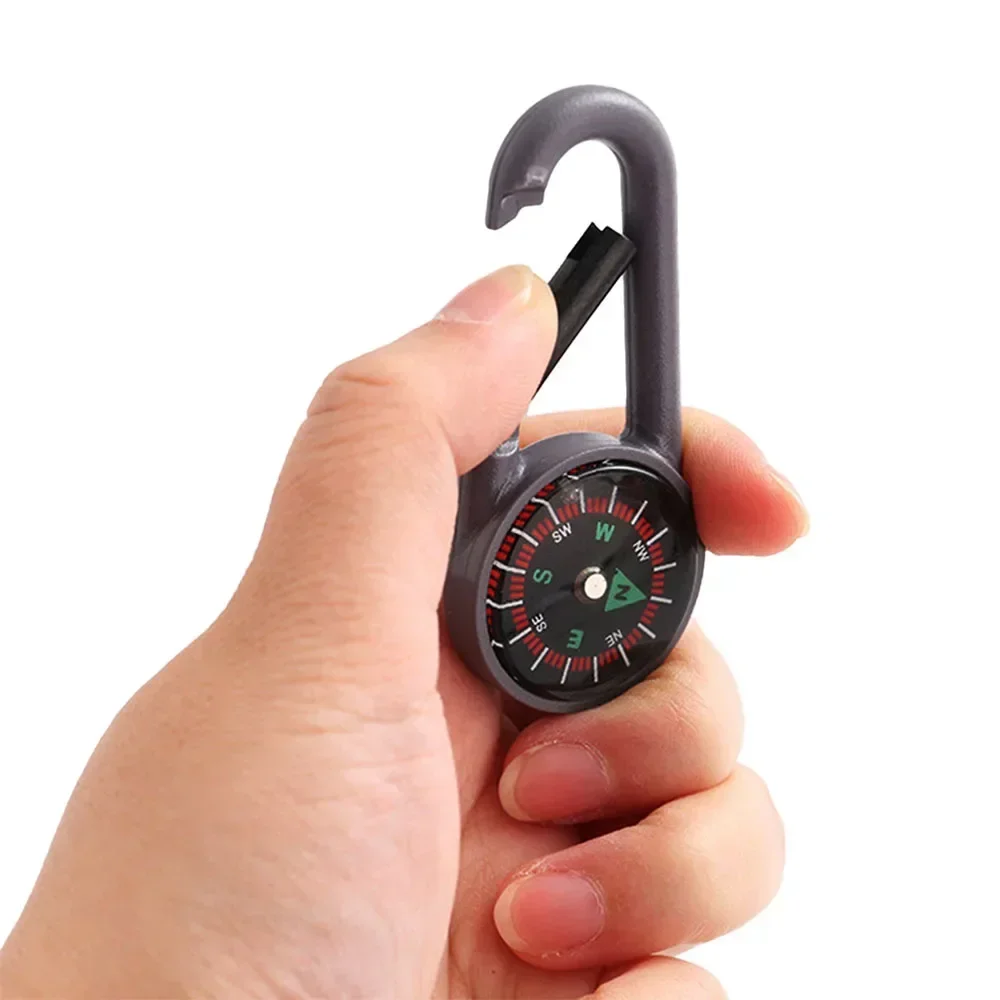 Outdoor Mini Compass Carabiner Camping Keychain Backpack Buckle Survival Gift
