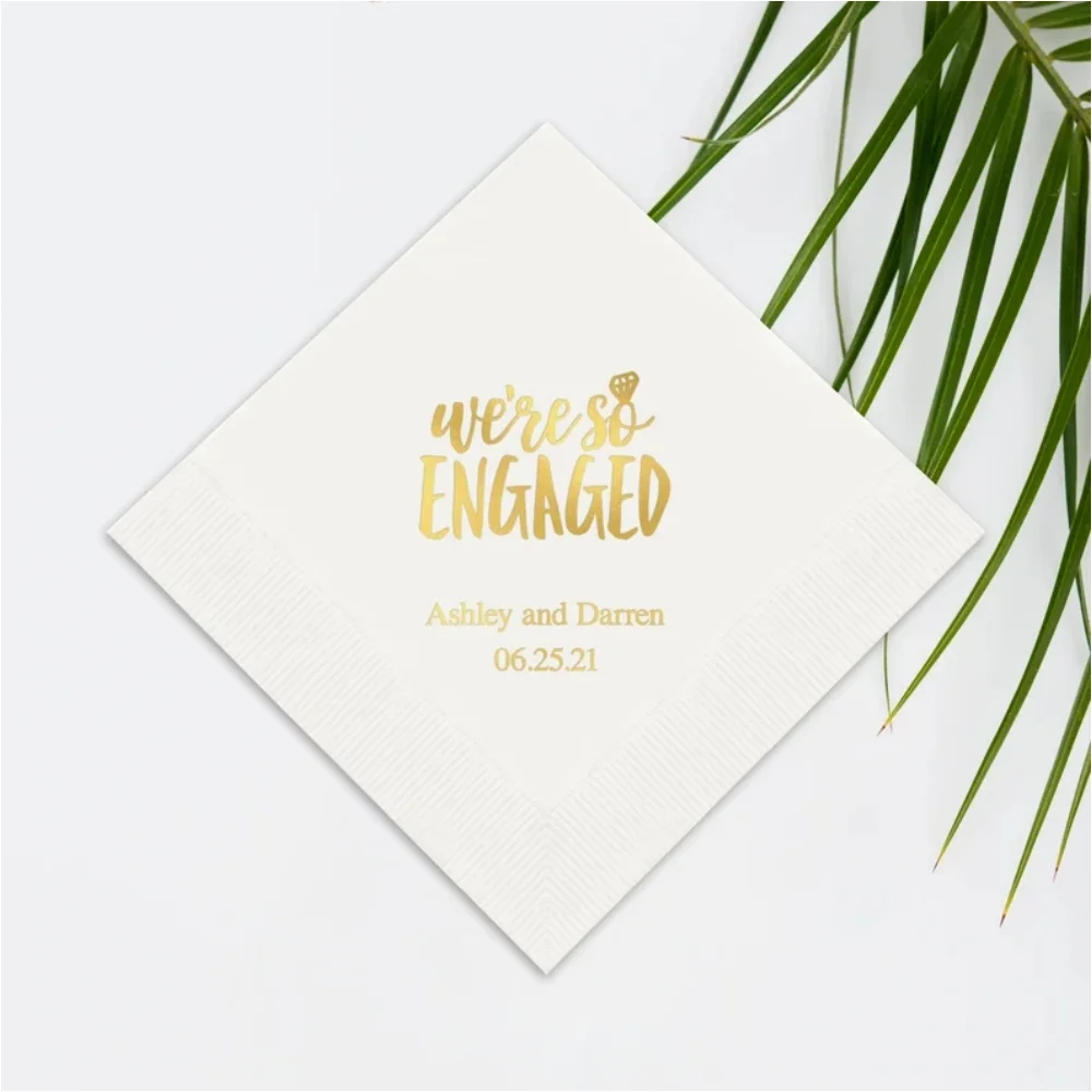 

50PCS We're So Engaged Printed Napkins - Engagement Party - Engagement Announcement - Luncheon - Cocktail - Printed Napkins