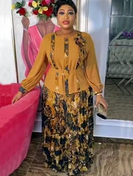 African Clothes for Women 2 PCS Sets Tops And Skirts Suits Dashiki Ankara Turkey Outfits Gown Plus Size Wedding Party Dresses