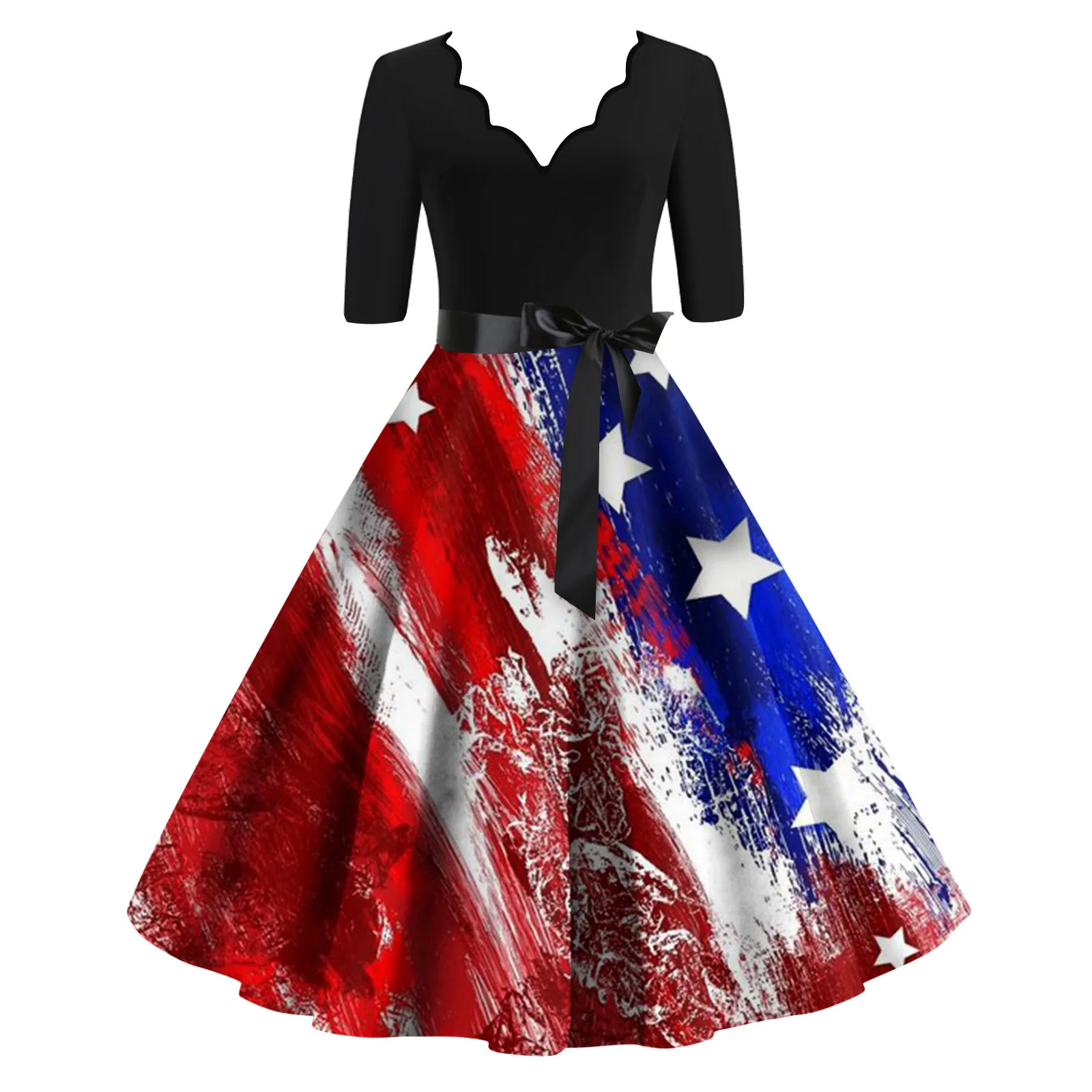 

Brand Women Dress Summer Ruffle V-Neck Short Sleeve Dress Lady French Retro Party Skirt Dresses Ladies Temperament Long Dress