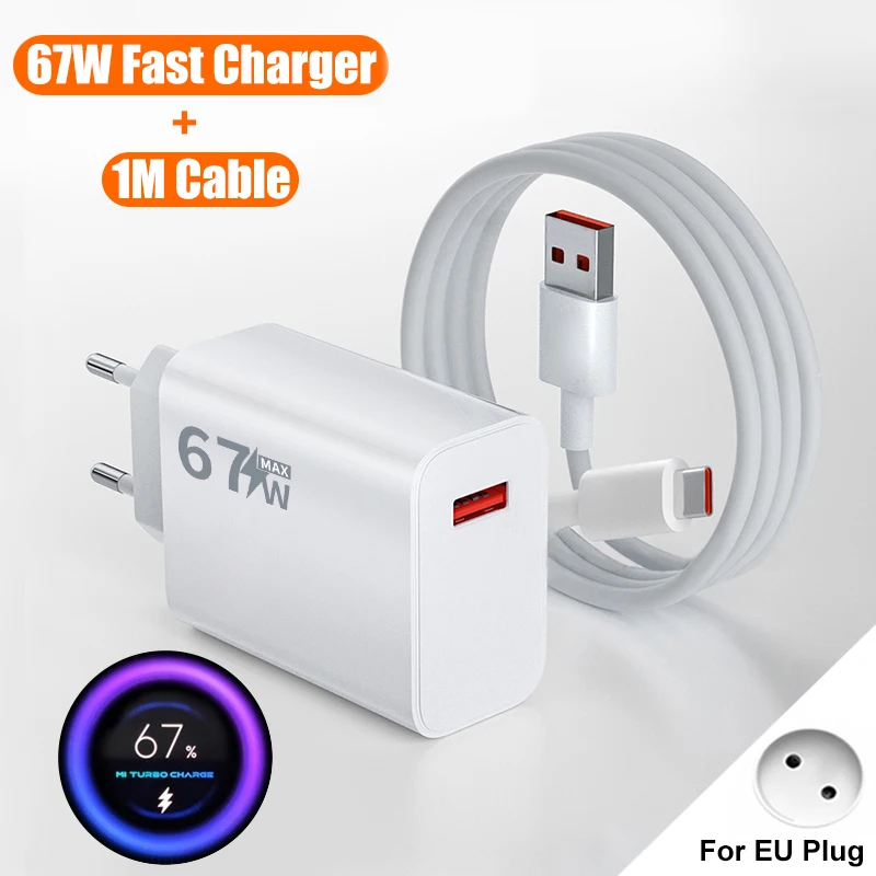 ตัวเลือกสินค้า Original 67W Fast CHARGING EU US อะแดปเตอร์ USB ประเภท C สําหรับ Xiaomi Redmi POCO ONEPLUS OPPO VIVO SAMSUNG ชาร์จโทรศัพท์
