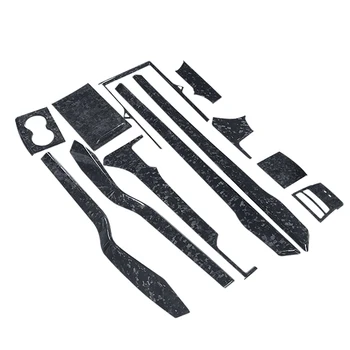 Forged Carbon Fiber Interior Trims Center Console Kits Dash Cover Door Panels For Tesla Model X 2016-2022 1