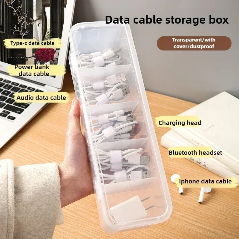 Transparente Datenkabeltasche, staubdichte Kartenbox mit Deckel, Aufbewahrungsbox für Büro und Zuhause_voghion.com