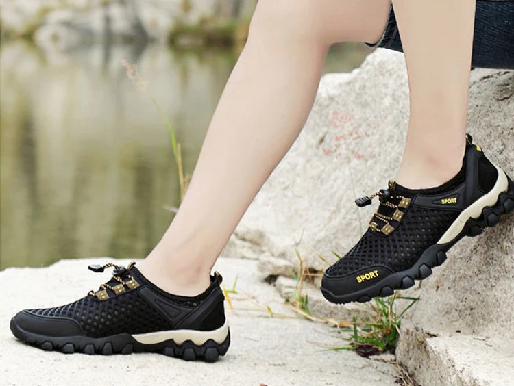 Wandelschoenen van mesh voor de zomer, voor heren, ademend, antislip, waadschoenen, hardloopschoenen voor buiten, vrijetijdsschoenen