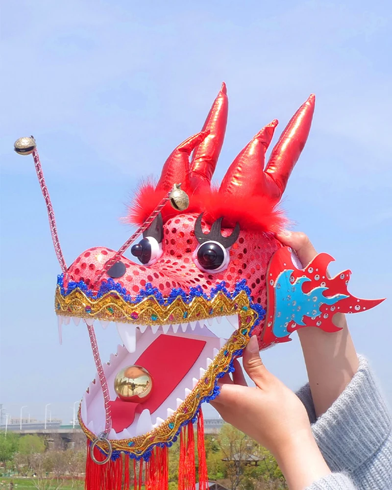 3D Dragon Head Fitness Dance Double-sided Colorful Silk