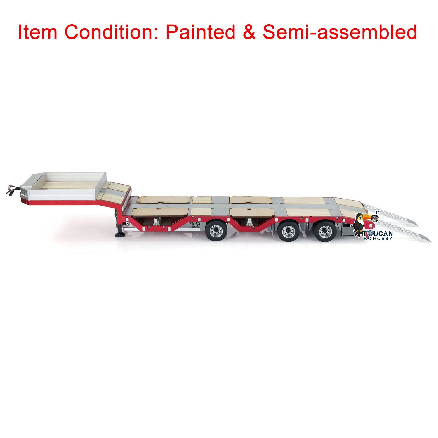 1/14 Scale RC 3 Axles Metal Trailer Extendible Trailers with LED Lights for Remote Control Tractor Truck Car DIY Models TH24281 4