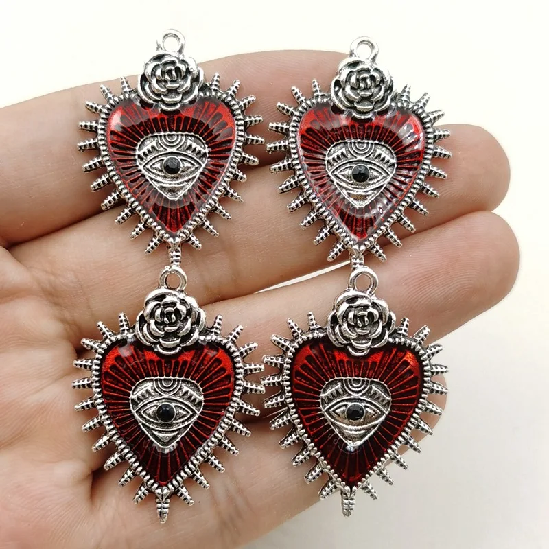5 Stück Gothic Charms 29x38mm Liebe Herz Rose Charms für Schmuckherstellung DIY Schmuckzubehör Öltropfen Legierung Charms Anhänger