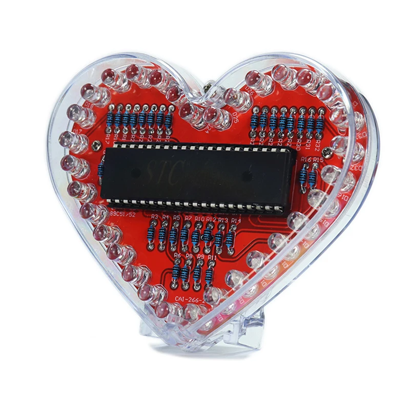 Multi-color LED Heart Shaped Flowing Light DIY Electronic Kit RGB Love Heart Soldering Practice Kit
