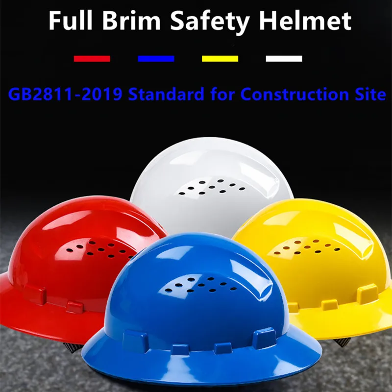 Safety Helmet Full Brim Construction Helmet Engineering Hard Cap White Blue Red Yellow Head Protection Working Hard Hat