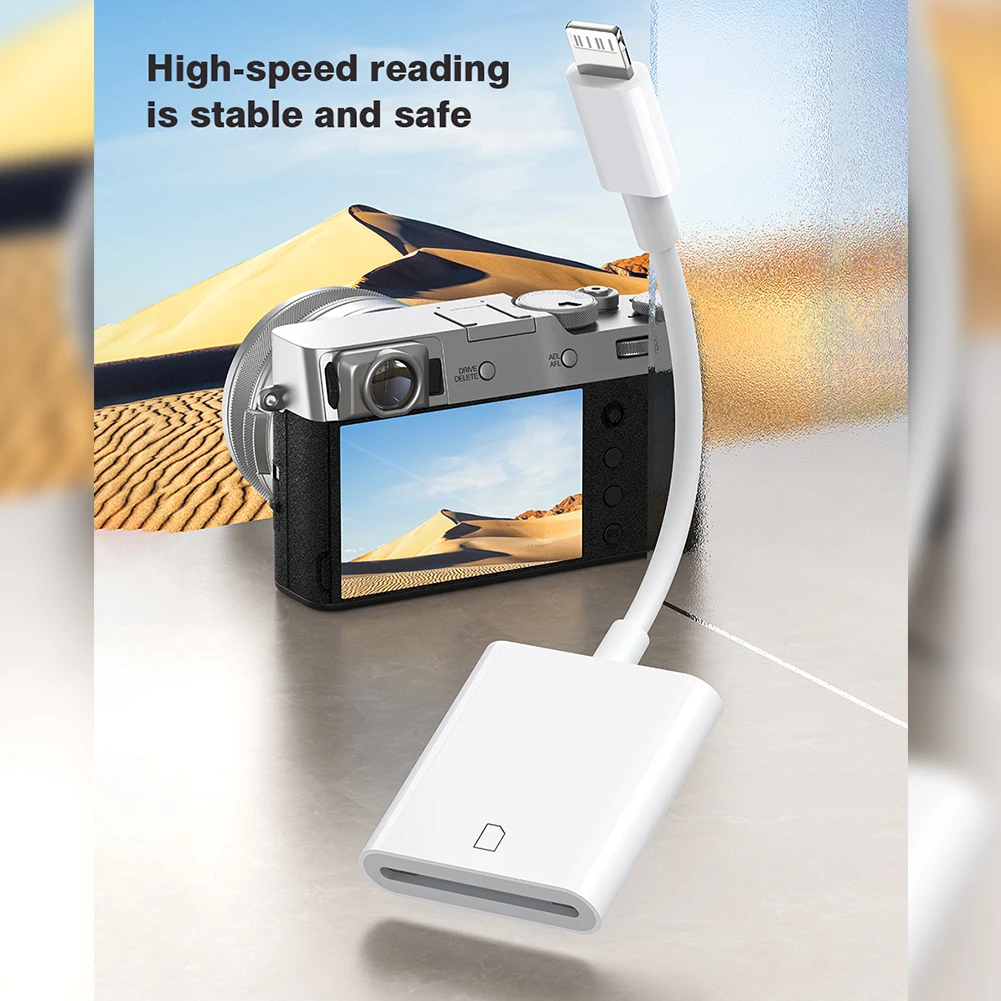 Card Reader For iPhone Card Reader Memory Card Adapter 8Pin To SD Camera Reader Data Converter OTG Cable for iPhone 14 13 12 11 Pro Max