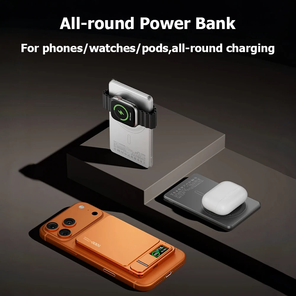 10000mAh 마그네틱 파워 뱅크 (MagSafe 호환), 20W 슬림 휴대용 무선 충전 외장 배터리 (아이폰 17, 16, 15, 14, 13 Pro Max 용)