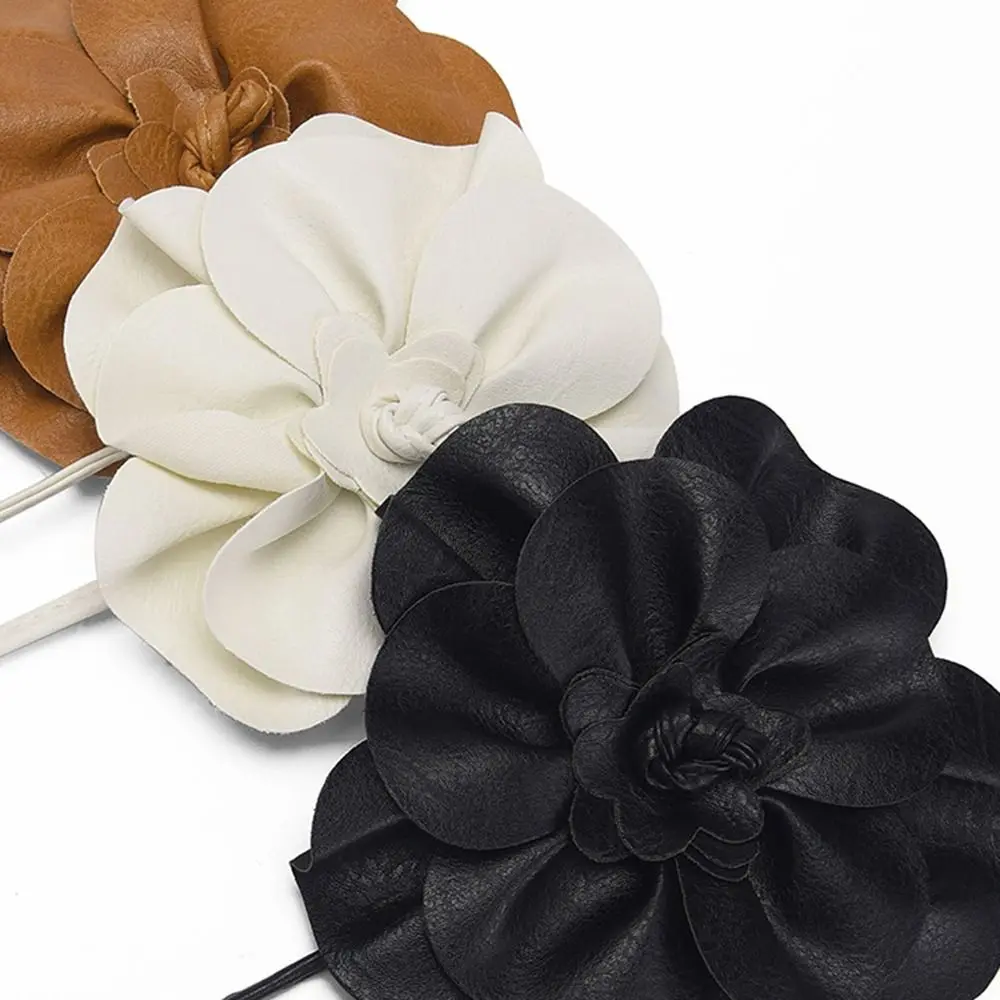 Elegant Floral PU Leather Waist Belt: Luxurious Decorative Woven Strap