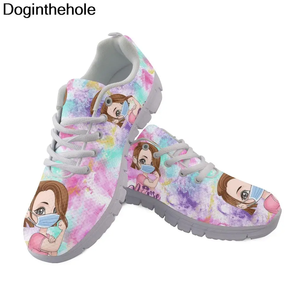 

Doginthehole Flats Women Casual Mesh Summer Nurse Healthy Sneaker Light Lace Up Footwear for Teen Girls Trainers Zapatillas 2022