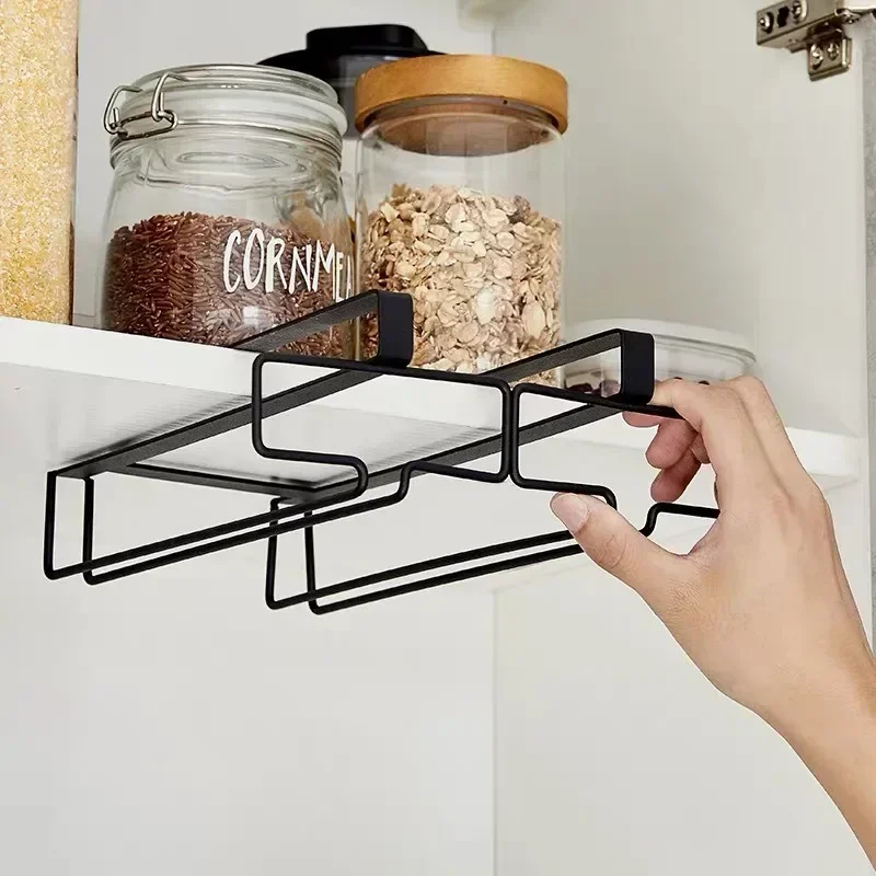 와인 안경 홀더 바텐더 Stemware 캐비닛 아래 랙 교수형 Stemware 주최자 유리 잔 철 랙 바 도구 보관