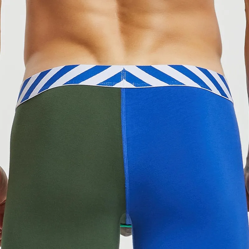 Men Thermal Underwear Fashion Patchwork Color Cotton Long Johns Sexy Bulge Pouch Men Legging Tight Pajama Bottom Sleep Pants 2