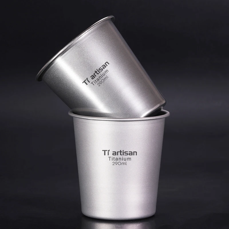Tiartisan 티타늄 머그컵, 경량, 야외 캠핑 하이킹 피크닉 식기, 290ml 주스 차 컵