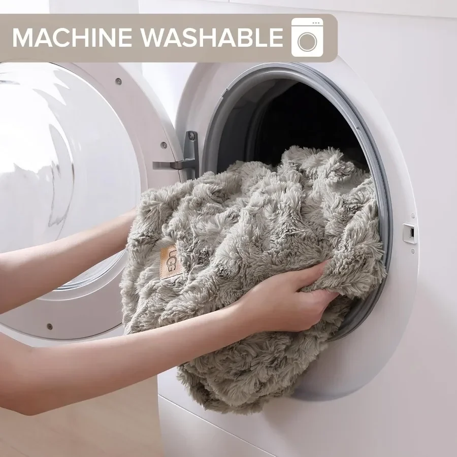 Luxury lightweight cozy soft doublesided faux fur throw blanket perfect for couch bed or chair hypoallergenic machine washable