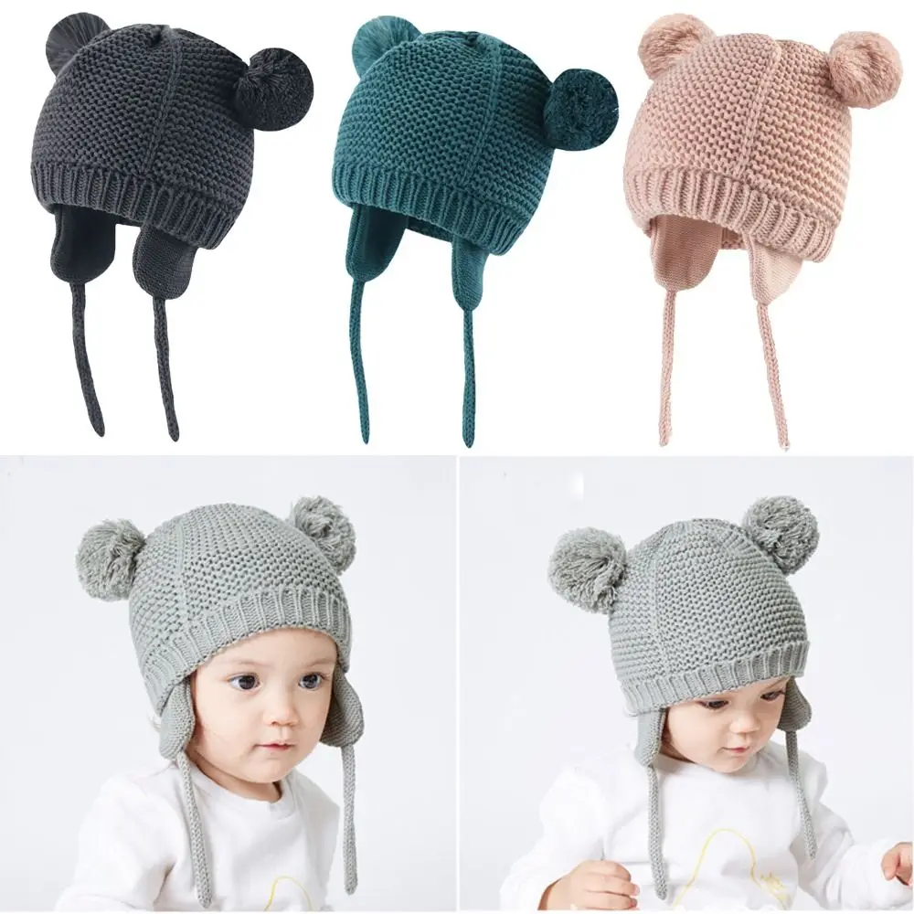 

Thickened Knitted Beanie Hat New Cute Autumn Winter Warm Hat Windproof Ear Protection Cap Children