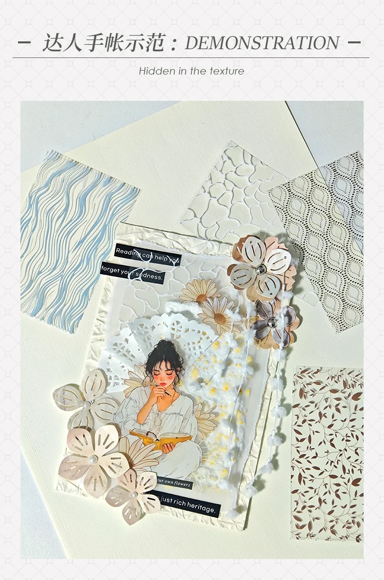 30 Stück Spitze Textur Aufkleber Buch Dekor Scrapbooking Tagebuch Album handgemachte Collage Material Junk Journal kreative Aufkleber – Detail 13