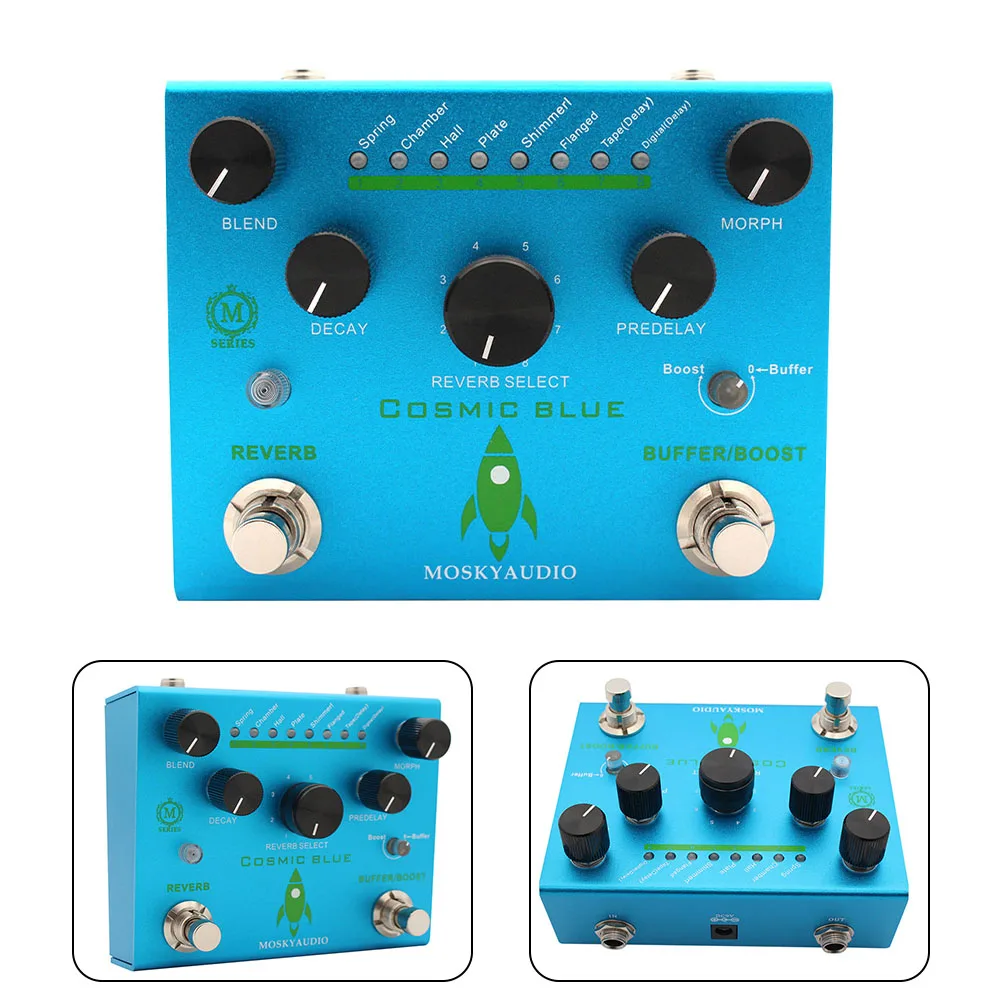 

Digital Reverb With Bufferbooster DC9V Power Supply DC9V 300mA -Center Is Negative Blue Electric Guitar Accessories