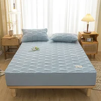 Cotton Mattress Cover Thickened Pad Breathable Soft Bed Cover Bed Linen Elastic Fitted Sheet for Single Double Queen King Beds 4