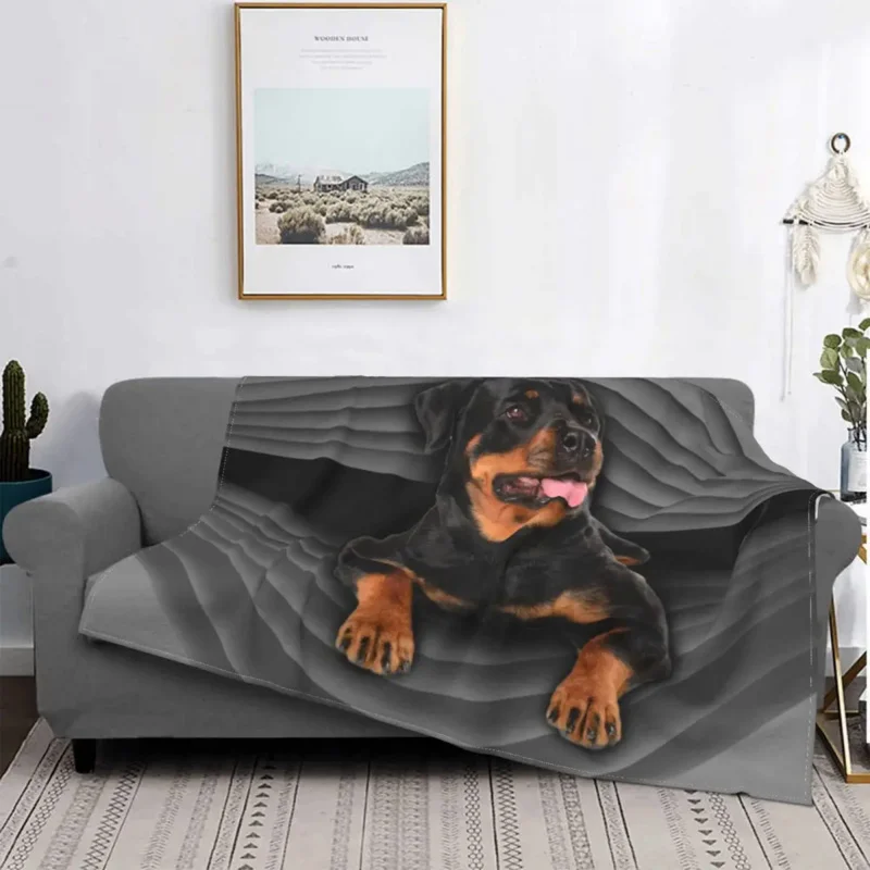 

Rottweiler Face Blanket Soft Flannel Fleece Warm Pet Metzgerhund Rott Rottie Dog Throw Blanket for Home Bedding Couch Bedspreads