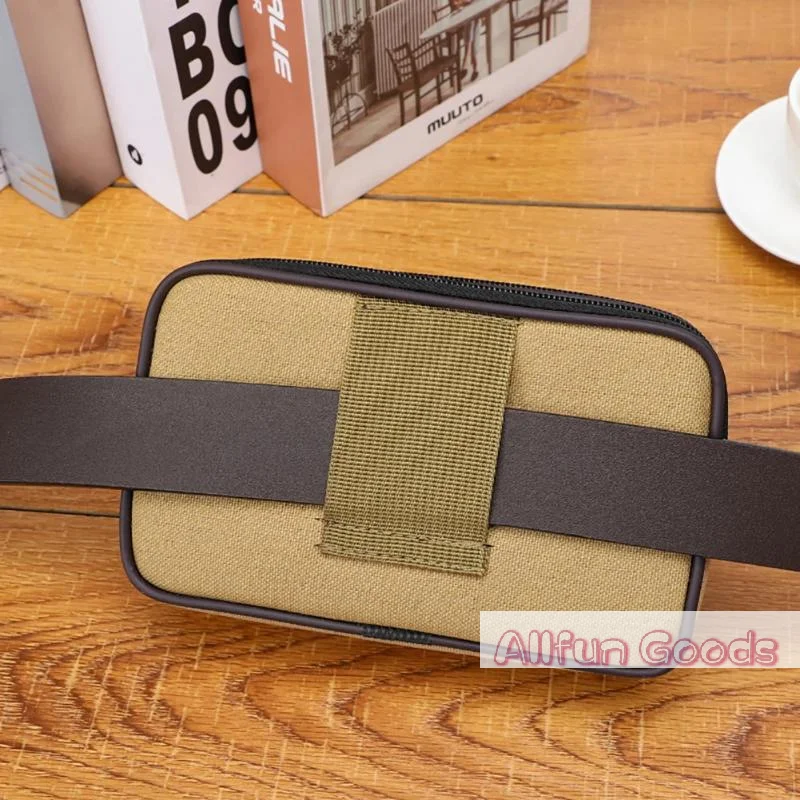 Men's Dual-Layer Canvas Waist Pack - Outdoor Casual Belt Pouch