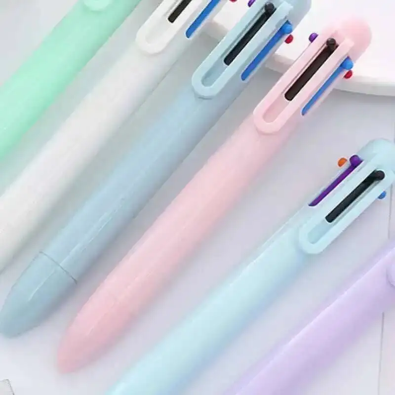 Stationery School Supplies 6 Color Macaron Pens Multicolor Ballpoint Pen Multifunction Office Creative Pen 1 Piece ballpoint pen,multifunction ballpoint pen,multifunctional pen,ball point pen