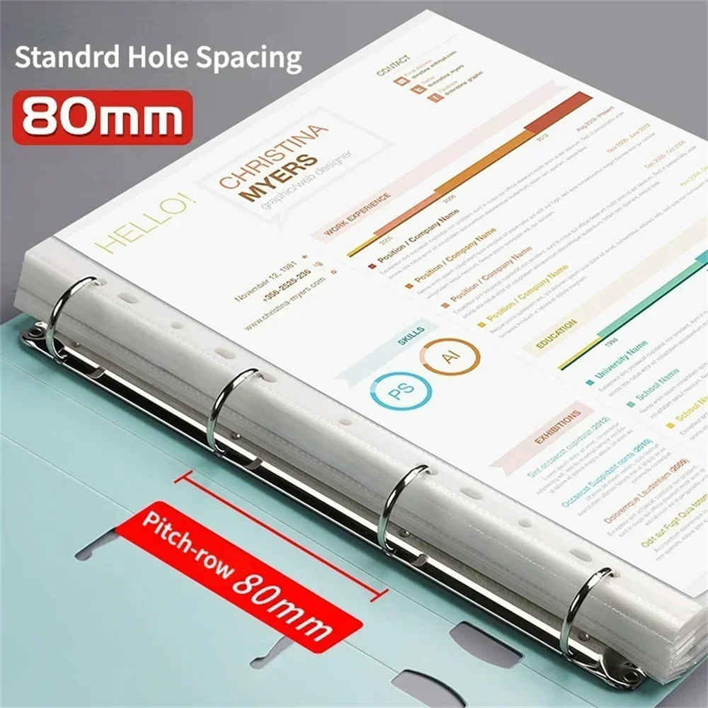 File Folder A4 File Folders Display Book 4 Hole Binder Folders Morandi Color Waterproof Document Ring Binder Folder Office School Supplies