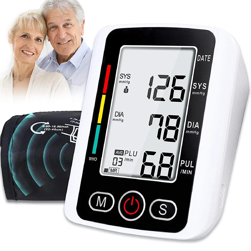 Blood Pressure Monitor LCD Pressure Sensor Automatic Tonometer Digital Tensiometer LED Display Cuff Heart