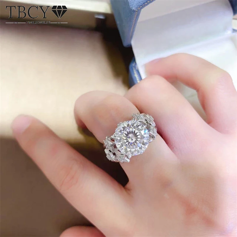 

TBCYD 5CT D Color VVS1 Moissanite Rings GRA Certified 925 Sliver Hearts And Arrows Cut Diamond Wedding Engagement Band For Women