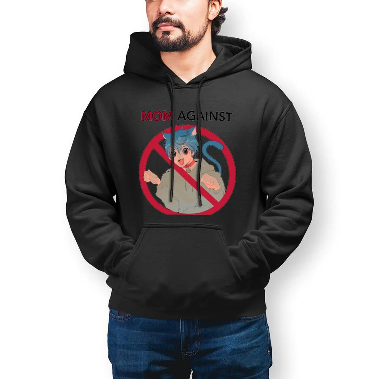 

I Am A Mom Against Cat Boys Streetwear Hoodies Funny Anime Modern Pullover Hoodie Men Oversized Outerwear Cotton Sweatshirts