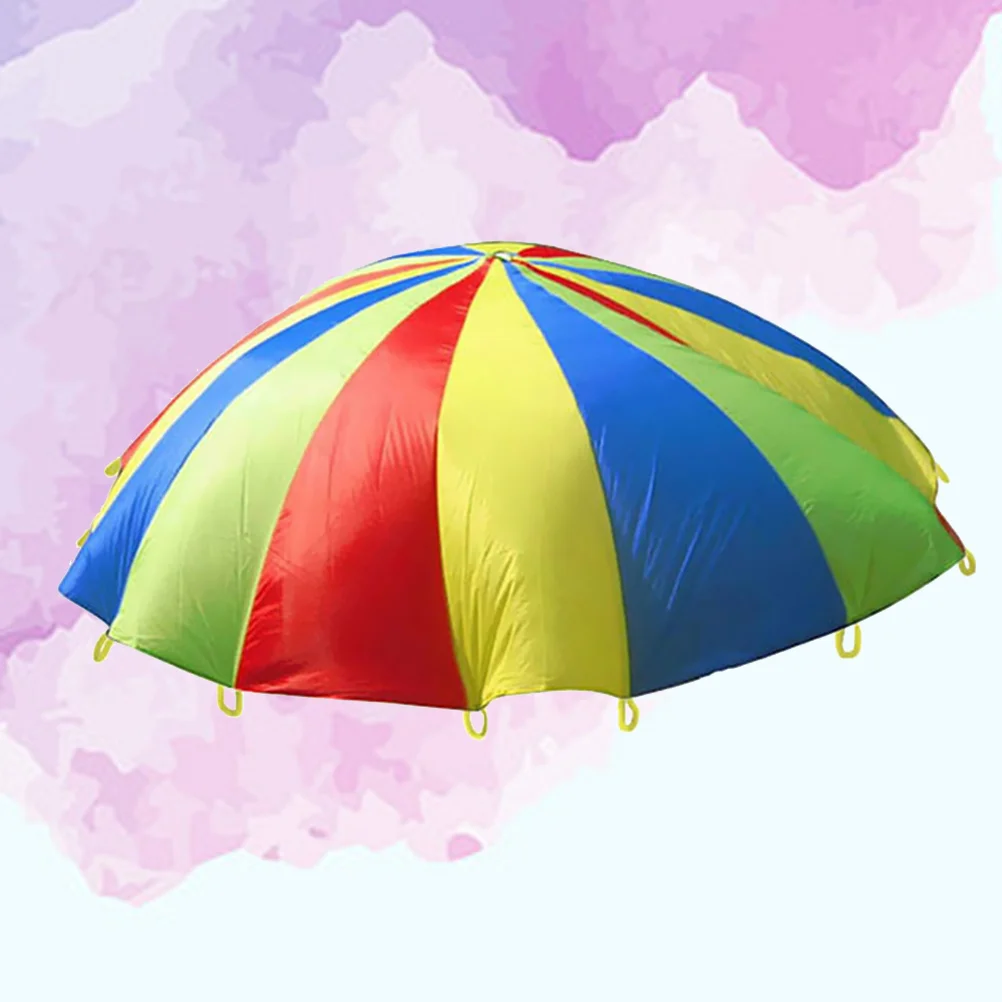 

1.1 Meter Diameter Kids Outdoor Teamwork Game Prop Rainbow Parachute Toys Jump Bag Bounce Play Mat School Activity Puzzle Game