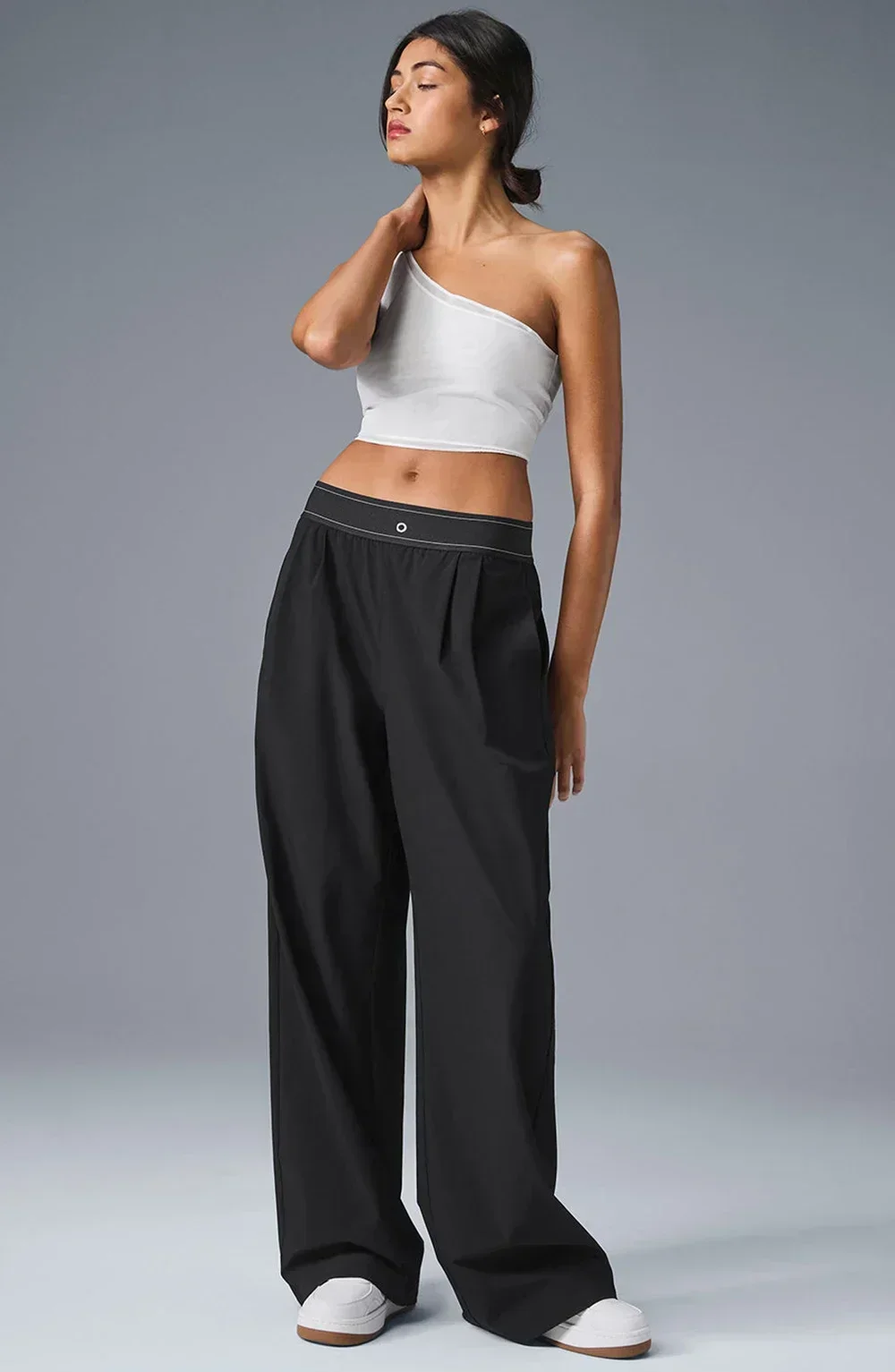 Description Picture 4 of itemElastic Waist Belt Straight Trousers Women Casual Loose Pocket Korean Fashion Suit Pants Classics Versatile Wide Leg Pants Women