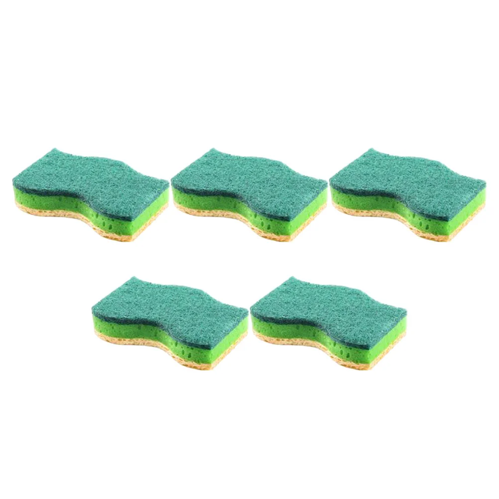 

5 Pcs Sponge Scrubber for Dishes Sponges Kitchen Wood Pulp Cotton Cleaning Pads Scrubbing