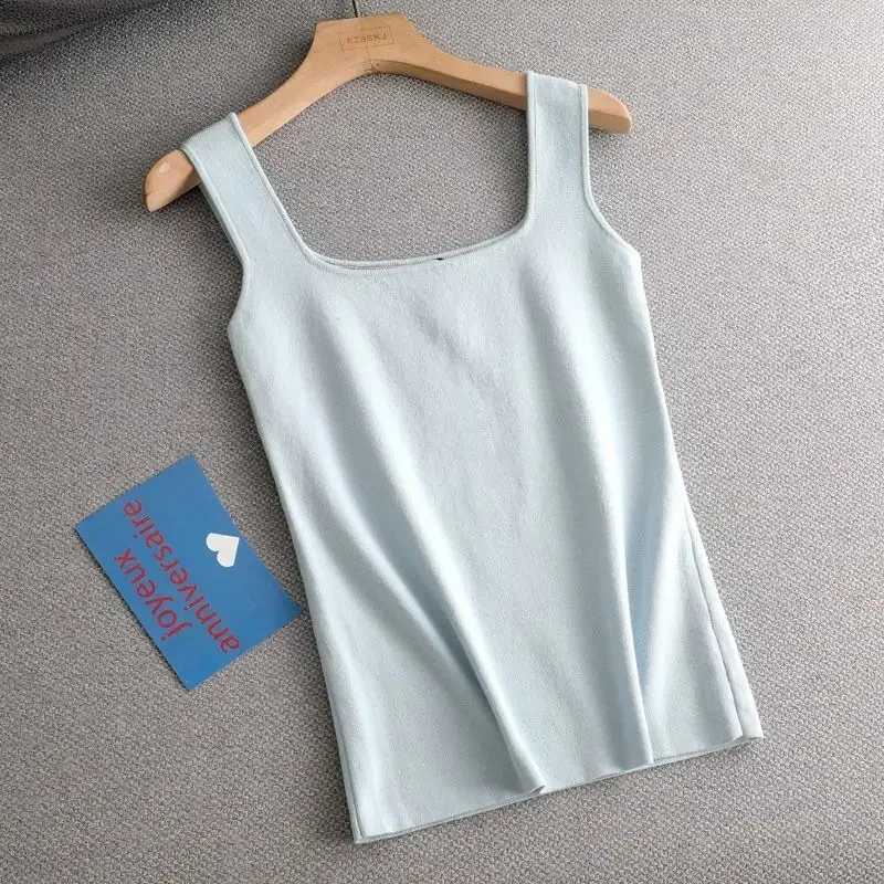 Fashion Deep Square Collar Vests Summer New Fashion Sexy Women's Crop Tops Sling Vest Camis