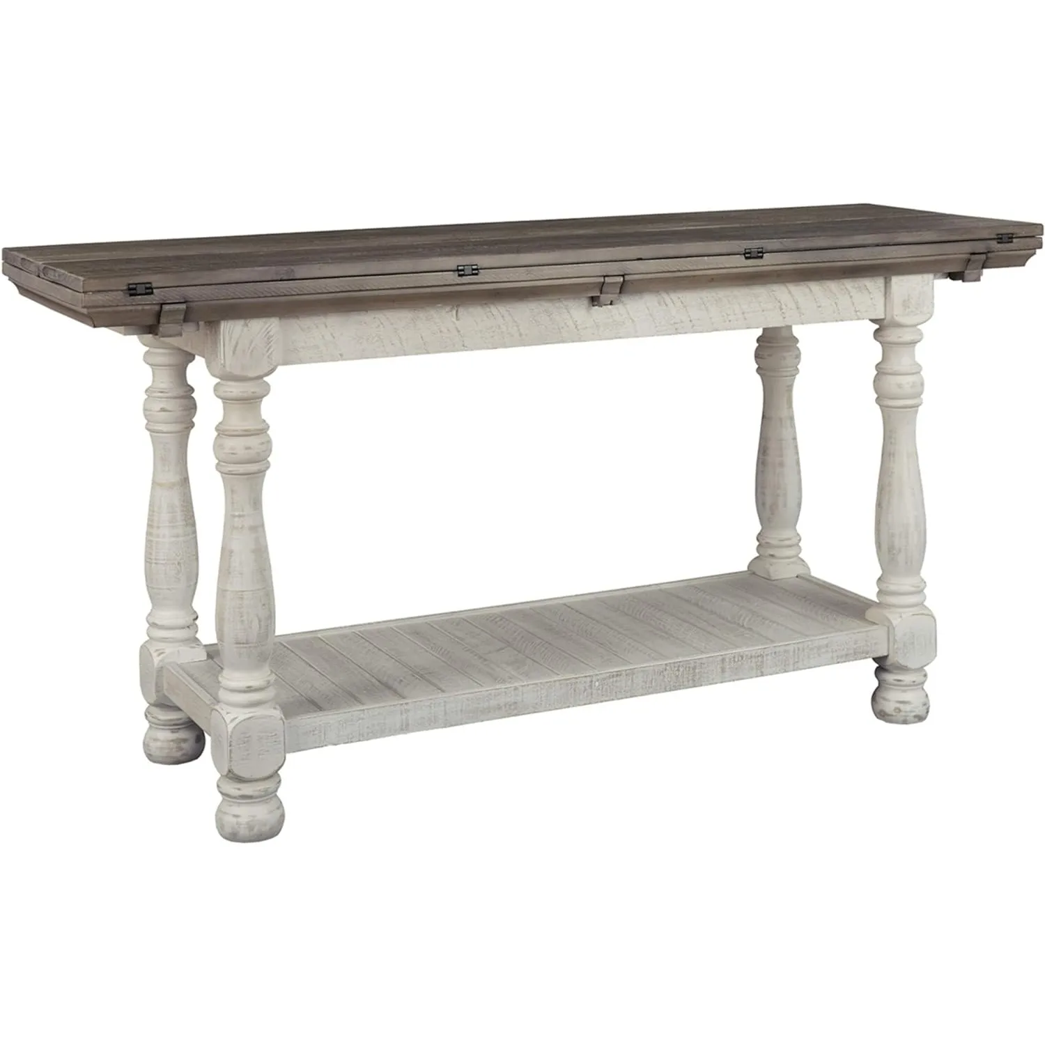 Havalance Farmhouse Sofa Table, Flip Top Design for Additional Dining Space and Fixed Lower Shelf
