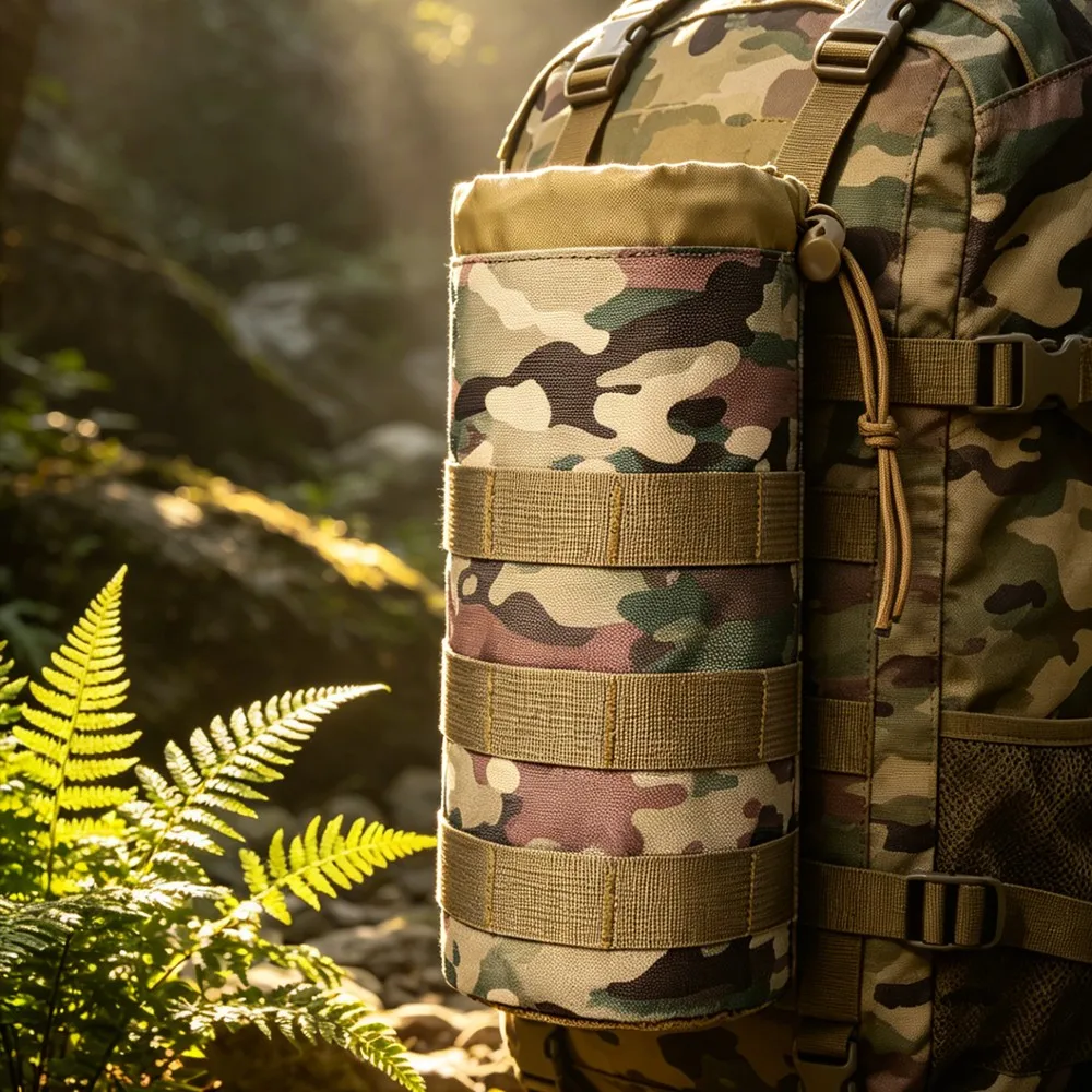 새로운 MOLLE 전술 물병 홀더 600D 나일론 드로스트링 물병 파우치, 야외 사냥 하이킹 캠핑용, 6가지 색상