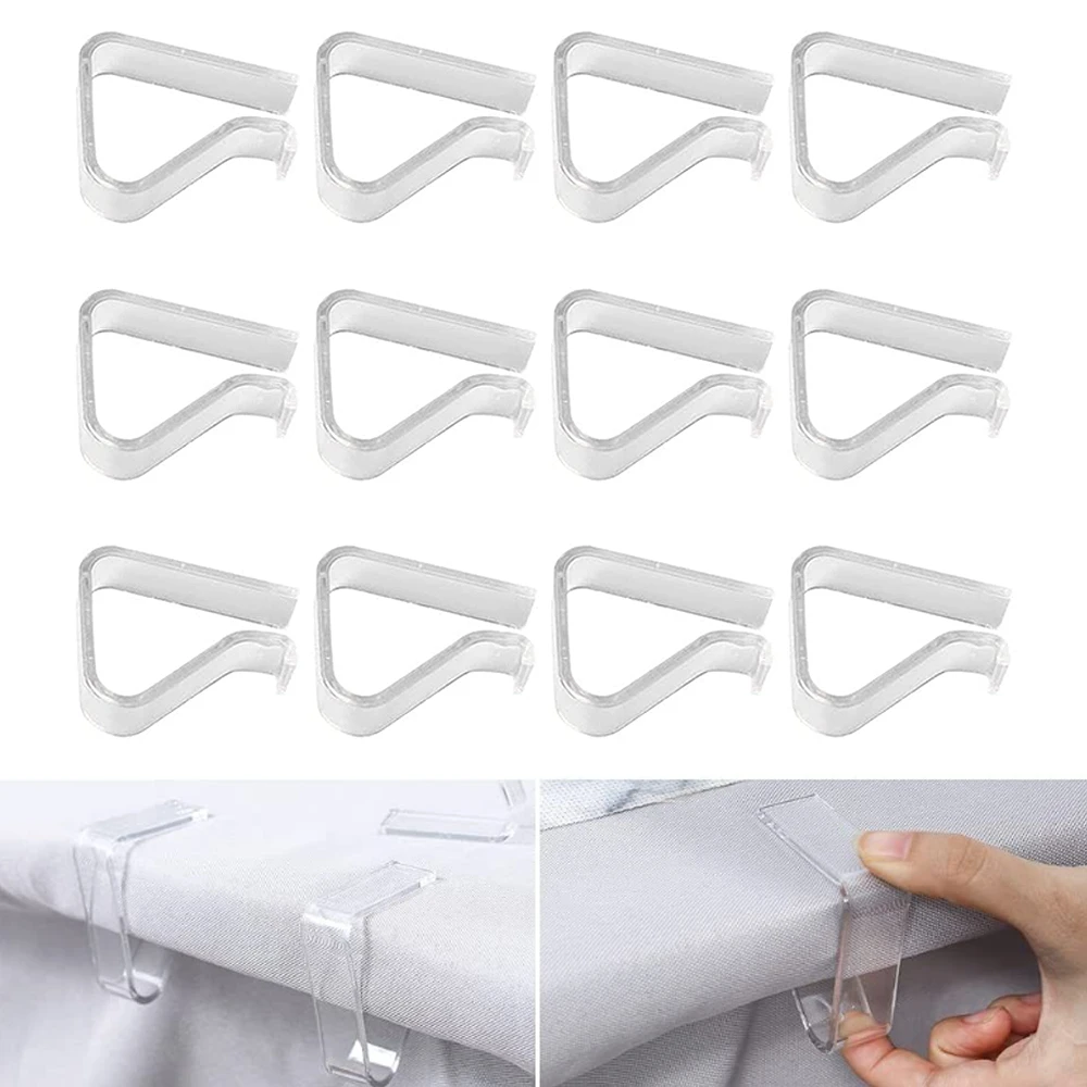 

12pcs Kitchen Anti Slip Holder Portable Home Party Picnic ABS Clear Universal Fixed Indoor Outdoor Tablecloth Clip Lightweight