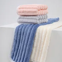 38x80cm Soft Thickened Striped Coral Fleece Face Towel Hand Towel Face Bath  Strong Water Absorption Bathroom Towel 3