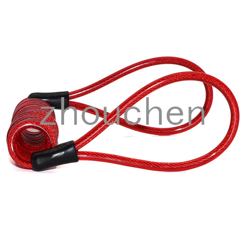 2 Pack Lock Reminder Cables-Disk Security Spring Wire Rope Scooter Motorcycle Accessories Blue+Red