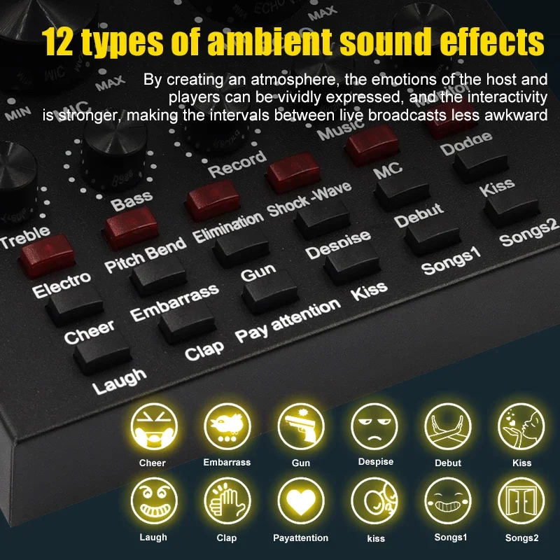 Audio Mixer V8 V8S Audio Mixer USB External Headset Microphone Webcast Personal Live Broadcast Sound Card For Phone Computer